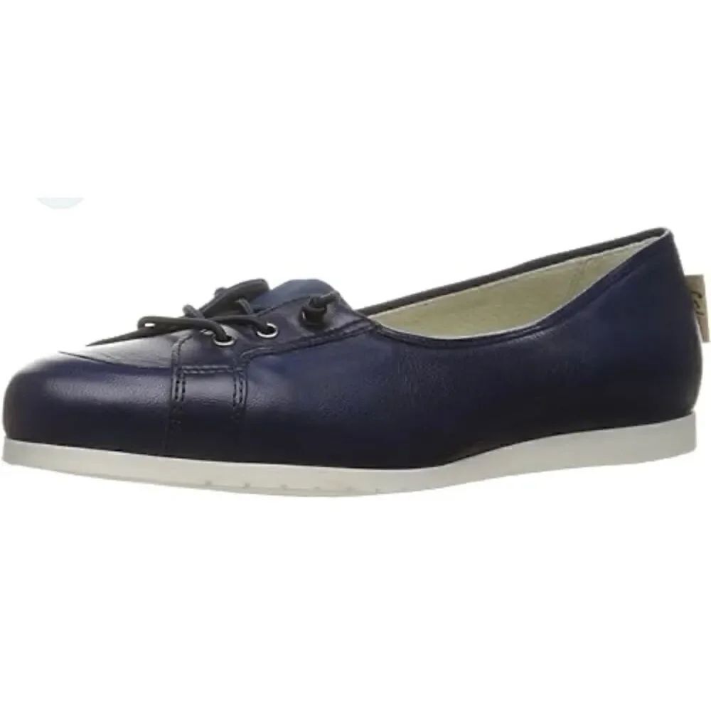 FSNY French sole navy leather sailor lace toe flats size 9